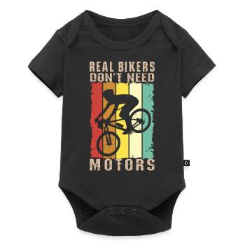 Real bikers don't need motors and batteries - Baby Premium short-sleeve bodysuit - black - Front