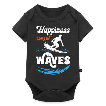 Happiness Comes In Waves Surfing - Baby Premium short-sleeve bodysuit - black - Front
