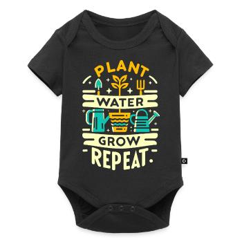Pflanze Wasser Wachsen Wiederholen - Baby Premium Kurzarmbody - Schwarz - Vorne