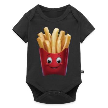 Glückliche Pommes - Baby Premium Kurzarmbody - Schwarz - Vorne