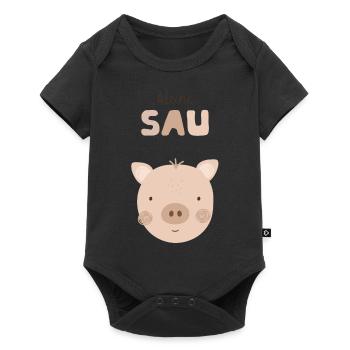 Petite truie beige décoration enfants fête d’anniversaire enfants - Body à manches courtes Premium Bébé - noir - Devant