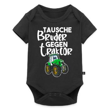 Tausche Bruder Gegen Traktor - Baby Premium Kurzarmbody - Schwarz - Vorne
