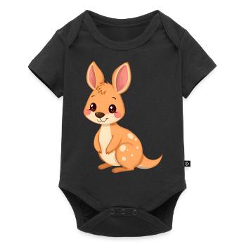 Verspieltes Cartoon-Känguru - Baby Premium Kurzarmbody - Schwarz - Vorne