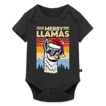Lama cool avec lunettes de soleil et chapeau de Noël - Body à manches courtes Premium Bébé - noir - Devant
