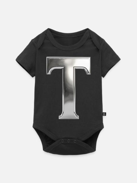 Chrome ,, T " Metallic - Baby Premium Kurzarmbody - Schwarz