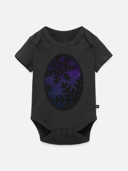 Schneeflocken & Sternenhimmel - Baby Premium Kurzarmbody - Schwarz