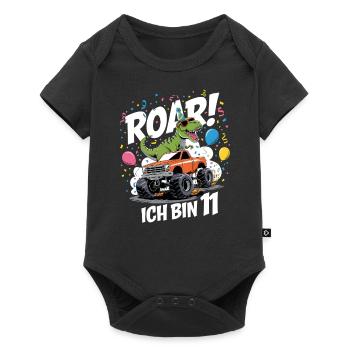 11th Birthday 11 Years Dino Monster Truck Fan - Baby Premium short-sleeve bodysuit - black - Front