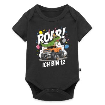 12th Birthday 12 Years Dino Monster Truck Fan - Baby Premium short-sleeve bodysuit - black - Front