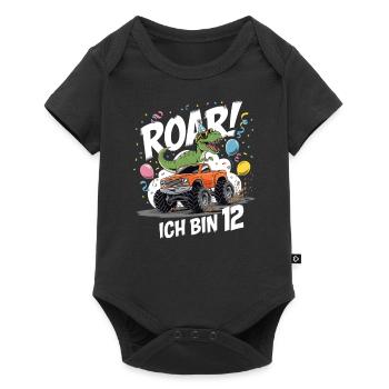 12th Birthday 12 Years Dino Monster Truck Fan - Baby Premium short-sleeve bodysuit - black - Front