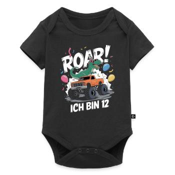12th Birthday 12 Years Dino Monster Truck Fan - Baby Premium short-sleeve bodysuit - black - Front