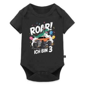 3ème anniversaire 3 ans Dino Monster Truck Fan - Body à manches courtes Premium Bébé - noir - Devant
