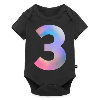 Numéro 3 coloré - Body à manches courtes Premium Bébé - noir - Devant