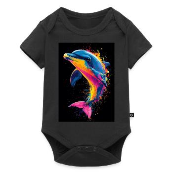 Dolphin Pop Art Colorful - Baby Premium short-sleeve bodysuit - black - Front