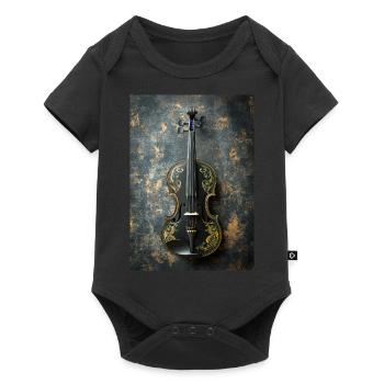 Élégance ornementée – Art du violon noir et or - Body à manches courtes Premium Bébé - noir - Devant