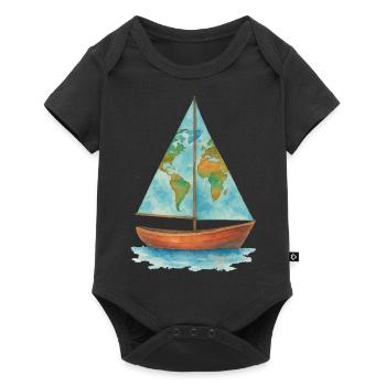 Boat World Map Sailboat - Baby Premium short-sleeve bodysuit - black - Front