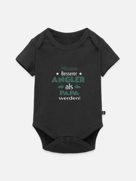 Mission Besserer Angler als Papa werden - Baby Premium Kurzarmbody - Schwarz