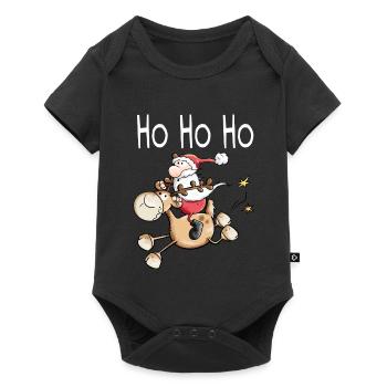 Ho ho ho Père Noël monte à un renne - Cadeau - Body à manches courtes Premium Bébé - noir - Devant