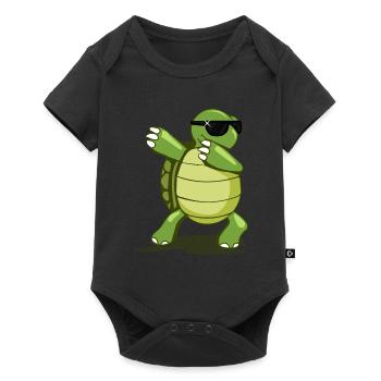 Dabbing turtle with sunglasses - Baby Premium short-sleeve bodysuit - black - Front