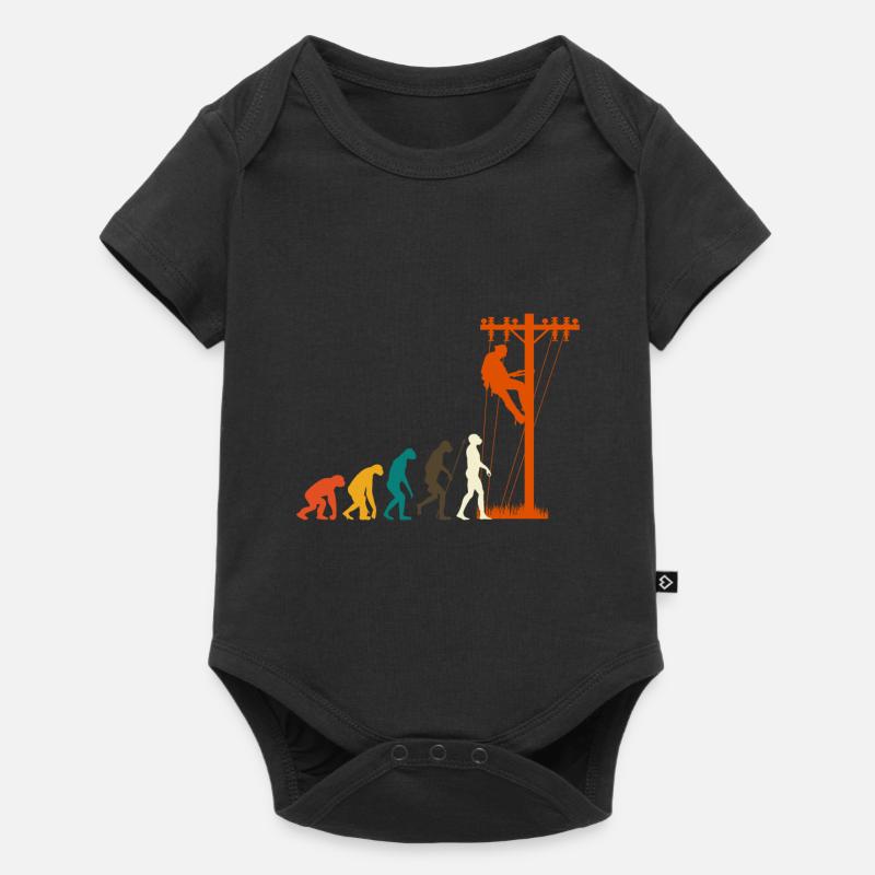 Freileitungsmonteur Elektriker Evolution - Baby Premium Kurzarmbody - Schwarz