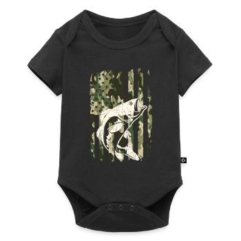 Pêche à la perche Pêche à la ligne camouflage - Body à manches courtes Premium Bébé - noir - Devant