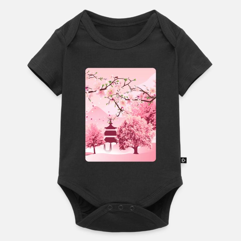 Art japonais de fleur de cerisier japonais - Body à manches courtes Premium Bébé - noir