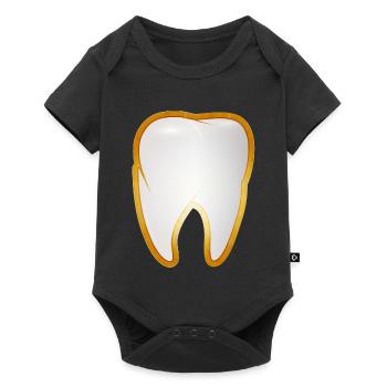 A tooth in golden frame gold tooth style - Baby Premium short-sleeve bodysuit - black - Front