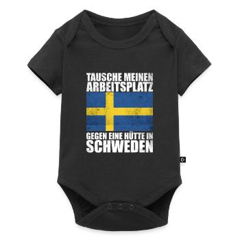 Tausche Arbeitsplatz gegen Hütte in Schweden - Baby Premium Kurzarmbody - Schwarz - Vorne