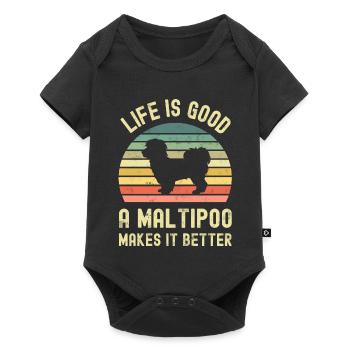 Dog Maltipoo - Baby Premium short-sleeve bodysuit - black - Front