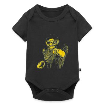 Yellow Blue Football Star Index Finger - Baby Premium short-sleeve bodysuit - black - Front