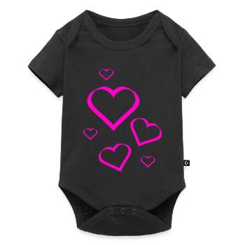 Motif de cœur rose cadeau rose rose - Body à manches courtes Premium Bébé - noir - Devant