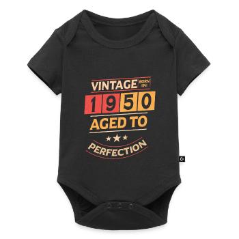 Vintage 1950 Geboren1950 Perfektion - Baby Premium Kurzarmbody - Schwarz - Vorne