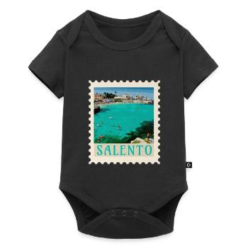 Salento Turquoise Beach Retro Poster - Baby Premium short-sleeve bodysuit - black - Front