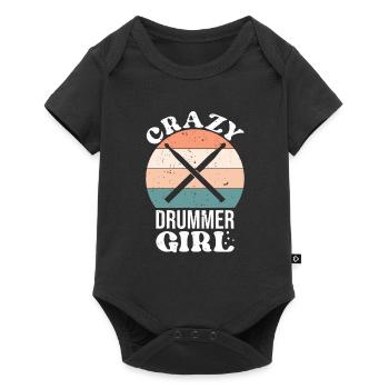Crazy Drummer Girl - Schlagzeug Drums - Baby Premium Kurzarmbody - Schwarz - Vorne