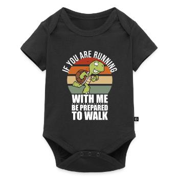 Langsam Laufen Joggen - Slow Runner - Baby Premium Kurzarmbody - Schwarz - Vorne