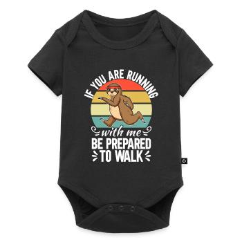 Langsam Laufen Joggen - Slow Runner - Baby Premium Kurzarmbody - Schwarz - Vorne