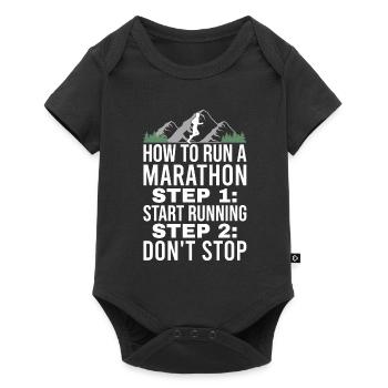 Lustig Marathon Motivation Lauftraining - Baby Premium Kurzarmbody - Schwarz - Vorne