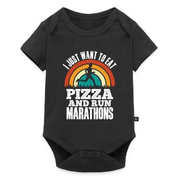 Pizza Und Marathon Läufer Laufen - Baby Premium Kurzarmbody - Schwarz - Vorne
