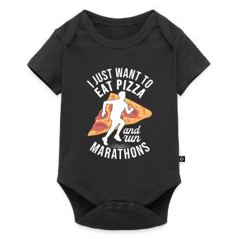 Pizza Und Marathon Läufer Laufen - Baby Premium Kurzarmbody - Schwarz - Vorne
