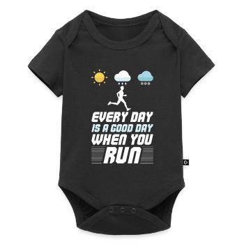 Jeder Tag ist ein guter Tag, wenn du läufst - - Baby Premium Kurzarmbody - Schwarz - Vorne