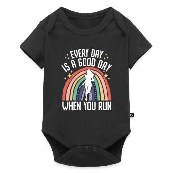 Jeder Tag ist ein guter Tag, wenn du läufst - - Baby Premium Kurzarmbody - Schwarz - Vorne