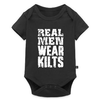Real Men Wear Kilts- Schottenroch Herrenrock - Baby Premium Kurzarmbody - Schwarz - Vorne