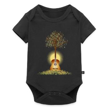 motif de guitare surréaliste rayonnant avec arbre - Body à manches courtes Premium Bébé - noir - Devant