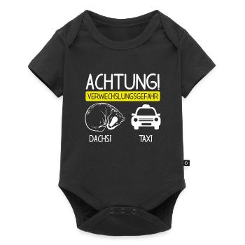Attention Dachsi and taxi - Baby Premium short-sleeve bodysuit - black - Front