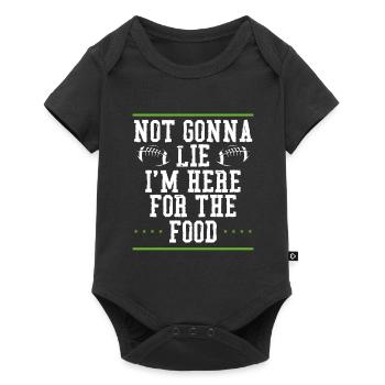 Je suis à cause de la nourriture ici - Body à manches courtes Premium Bébé - noir - Devant