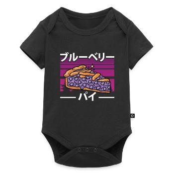 Gâteau aux myrtilles Kawaii sucré - Body à manches courtes Premium Bébé - noir - Devant