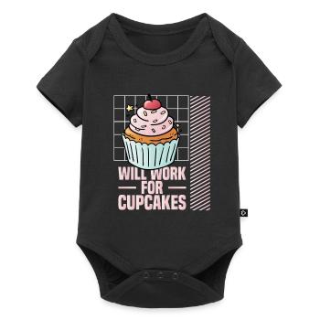 Travailler pour les cupcakes kawaii - Body à manches courtes Premium Bébé - noir - Devant