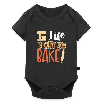 Life is what you bake - Baby Premium short-sleeve bodysuit - black - Front