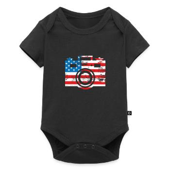 Camera Usa-flagge - Baby Premium short-sleeve bodysuit - black - Front