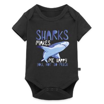 Les requins me rendent heureux - Body à manches courtes Premium Bébé - noir - Devant
