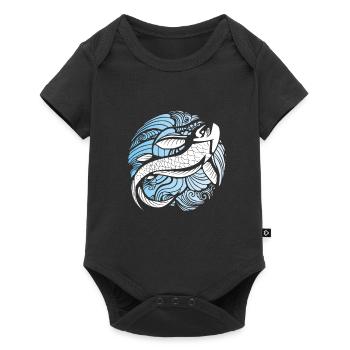 Vagues bleues de carpe koï - Body à manches courtes Premium Bébé - noir - Devant